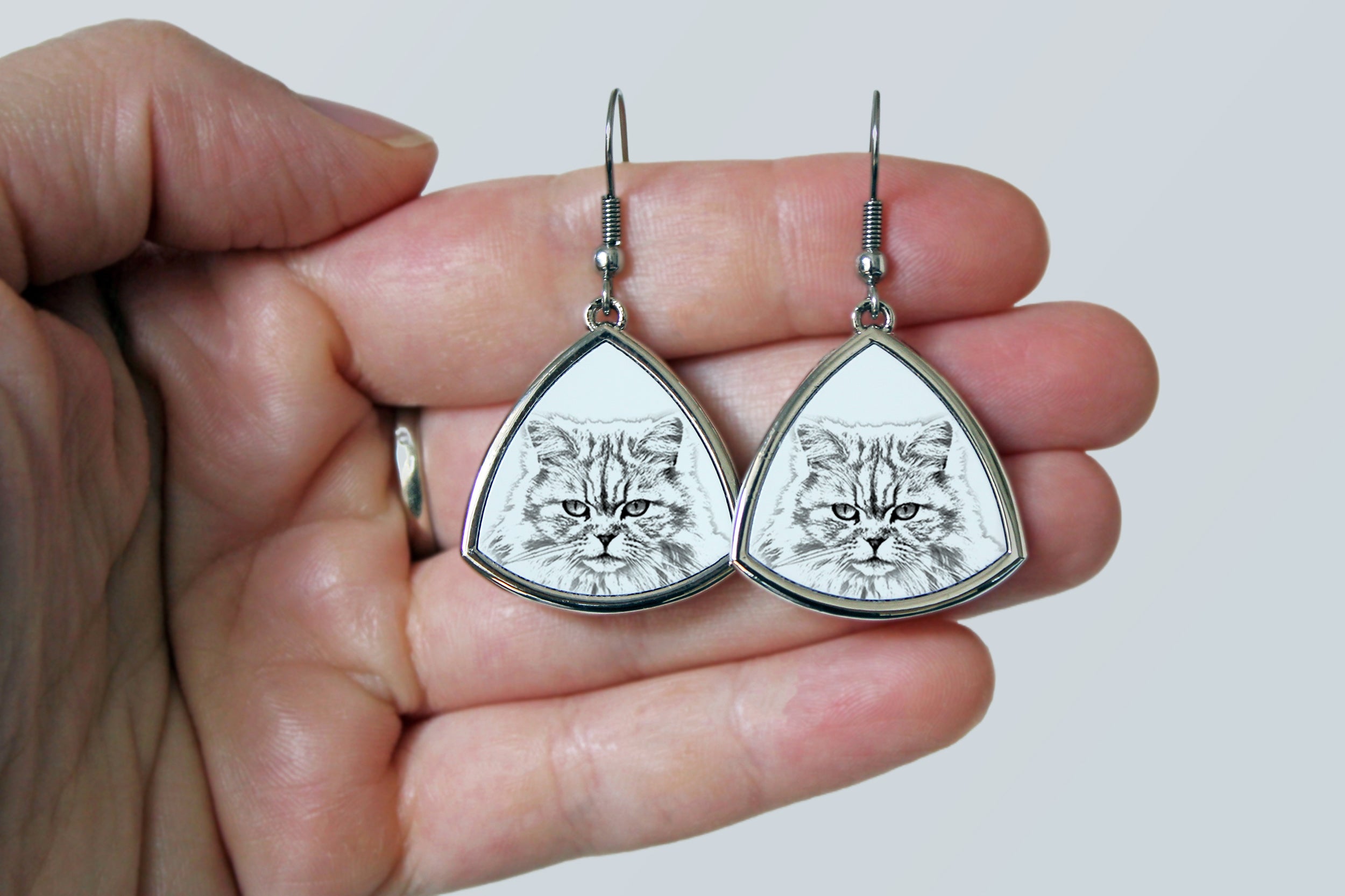British Longhair - cat earrings, hanging earrings with a picture, personalized jewelry with Art-Dog brand print.