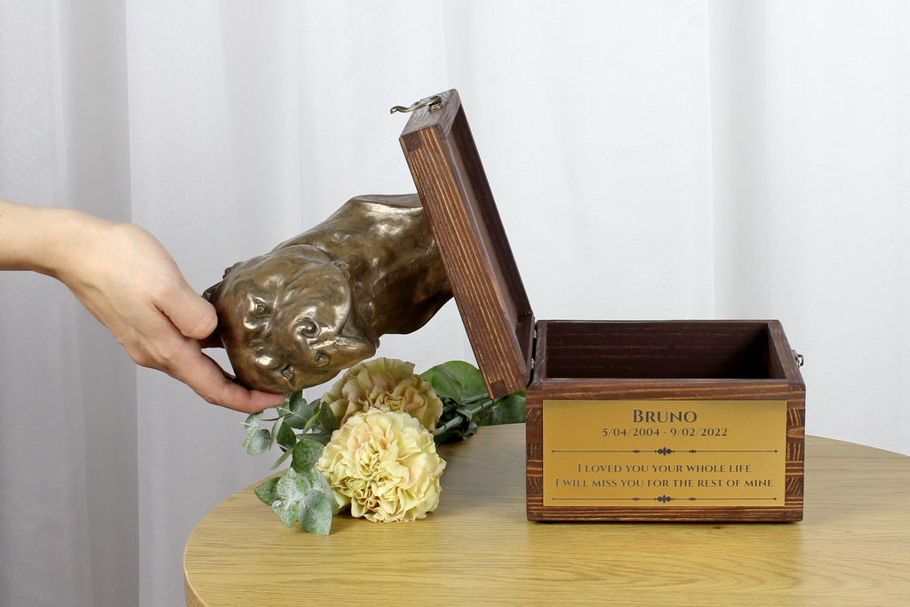 Schnauzer I - urn for dog ashes with a statuette, small urn for a dog, personalized urn with a bust of a dog by Art-Dog brand