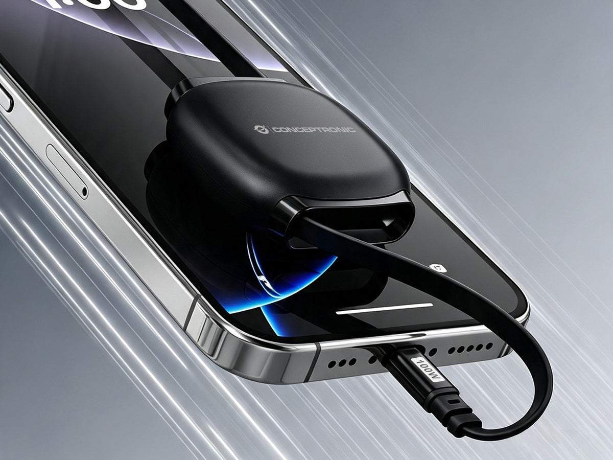 Conceptronic ETTA14B10 câble USB USB 2.0 1 m USB C 100 W Noir