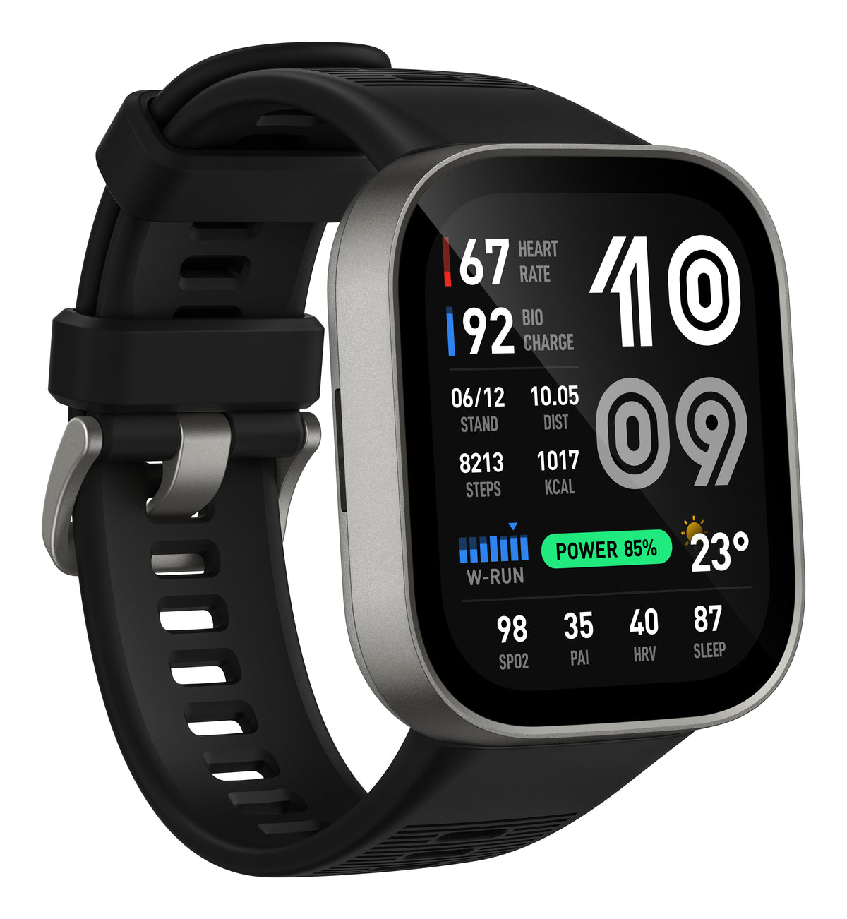 Montre Connectée Bip Max, Écran AMOLED 5,26 cm (2.07"), 432 x 514 pixels, GPS, Wifi, Argent