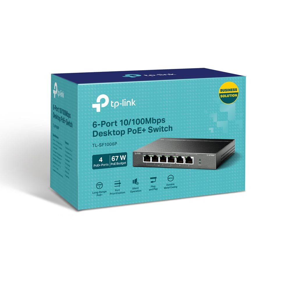 TP-Link TL-SF1006P Commutateur Réseau Non-géré Fast Ethernet 10/100 PoE, Noir