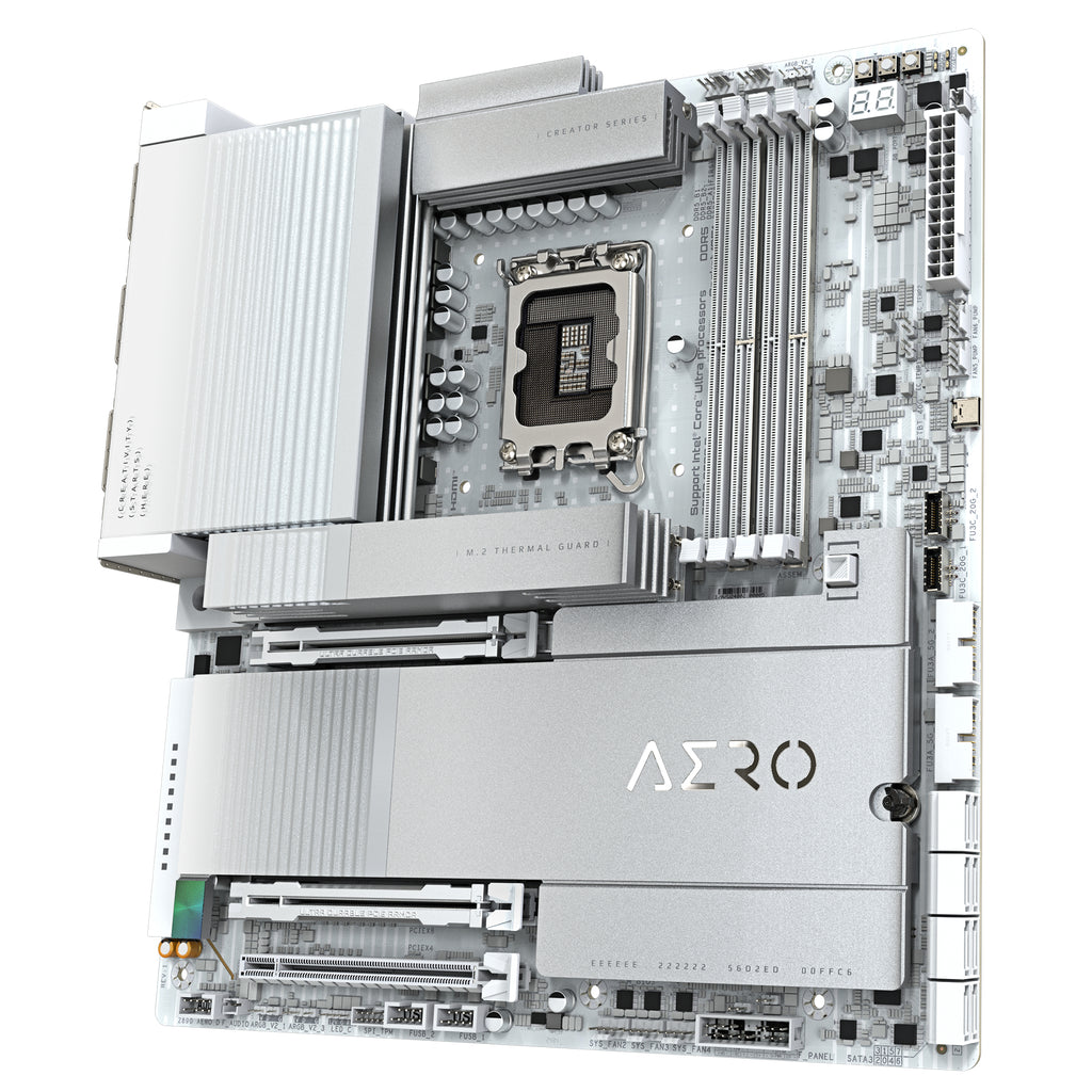 GIGABYTE Z890 AERO D Carte Mère - Prend en charge les processeurs Intel Core Ultra (Série 2), VRM 16+1+2 phases, jusqu'à 9500MHz DDR5 (OC), PCIe 5.0 M.2, Wi-Fi 7, Thunderbolt 5