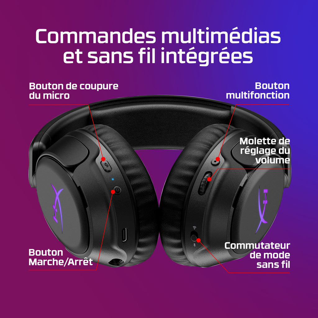HyperX Cloud Flight 2 Casque Gaming Sans Fil, RGB Personnalisable, Noir