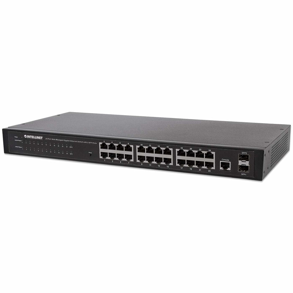 Intellinet Commutateur Réseau Gigabit Web-Smart 24 ports RJ45 et 4 ports SFP, Rack 19"