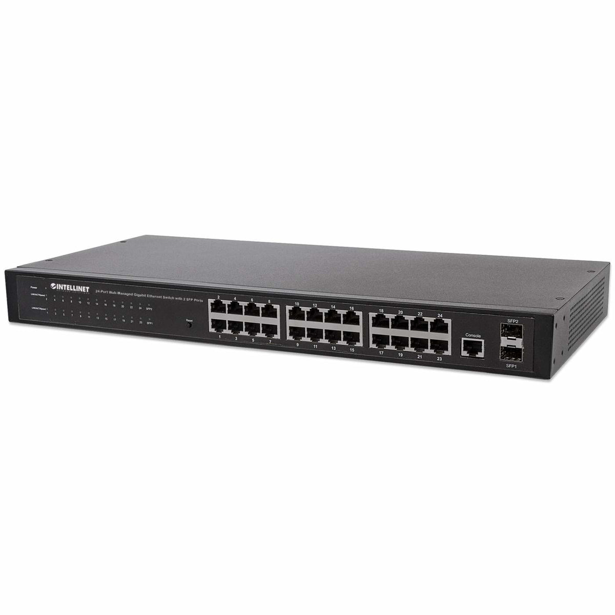 Intellinet Commutateur Réseau Gigabit Web-Smart 24 ports RJ45 et 4 ports SFP, Rack 19"