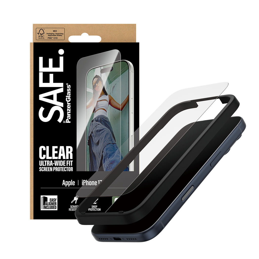 PanzerGlass SAFE. by ® Screen Protector iPhone 17 Pro | Ultra-Wide Fit w. EasyAligner Protection d'écran transparent Apple 1 pièce(s)