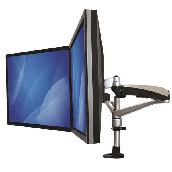 StarTech.com Support de Bureau pour 2 Écrans, Bras Articulés Multidirectionnels, Empilable, Installation sans Outil