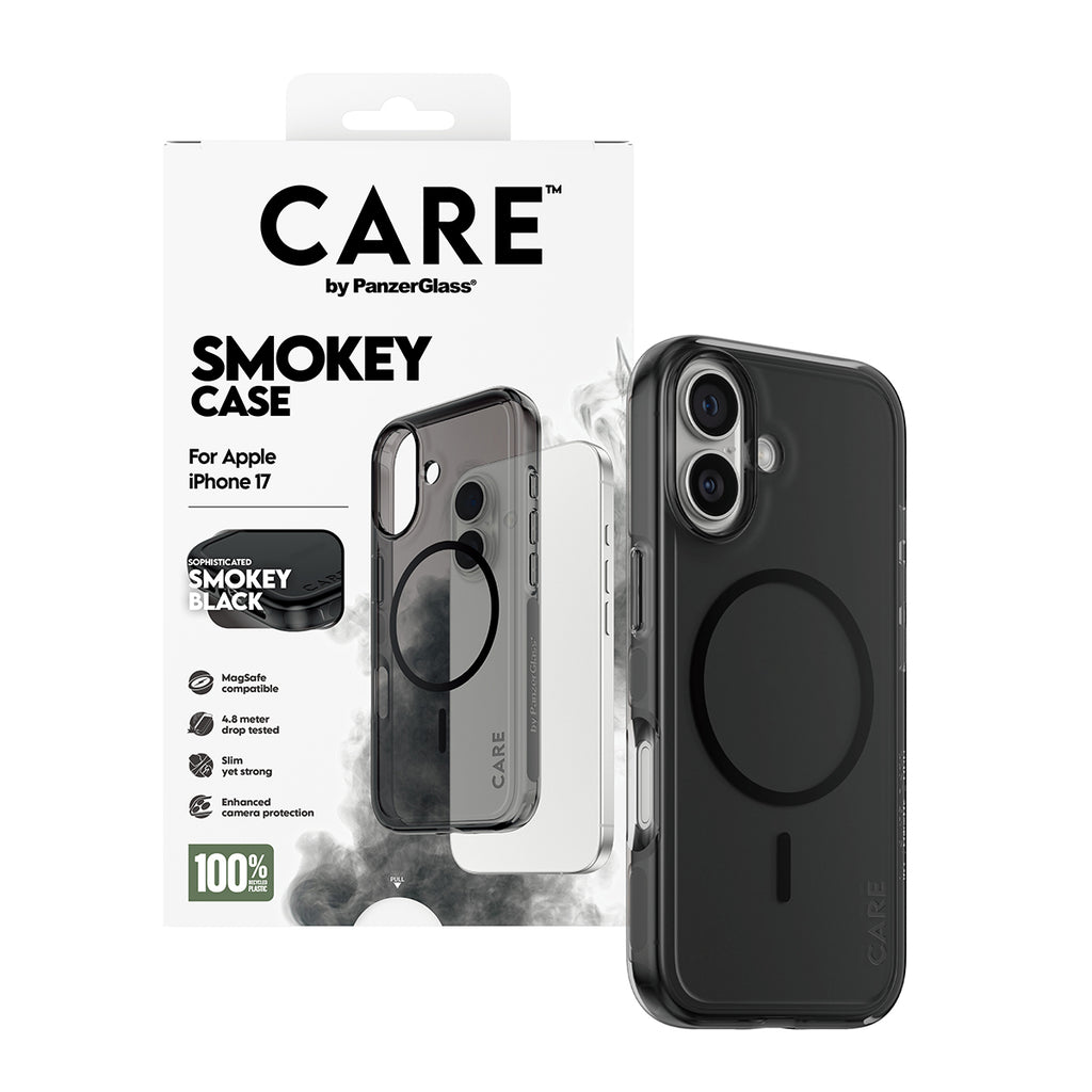 PanzerGlass CARE™ by ® Smokey Case w. Black MagSafe iPhone 17 coque de protection pour téléphones portables Housse Noir