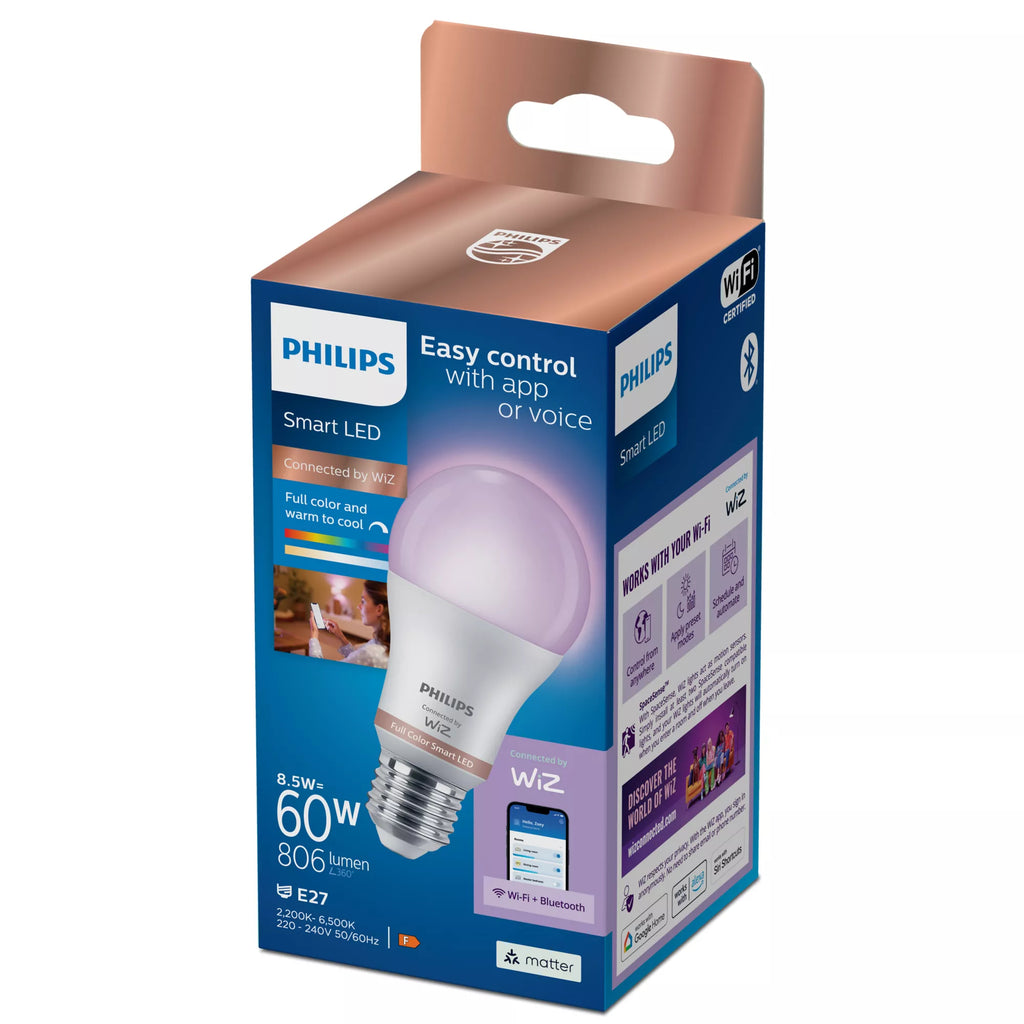 Philips Ampoule RGB LED connectée A60, base E27, 806 lm