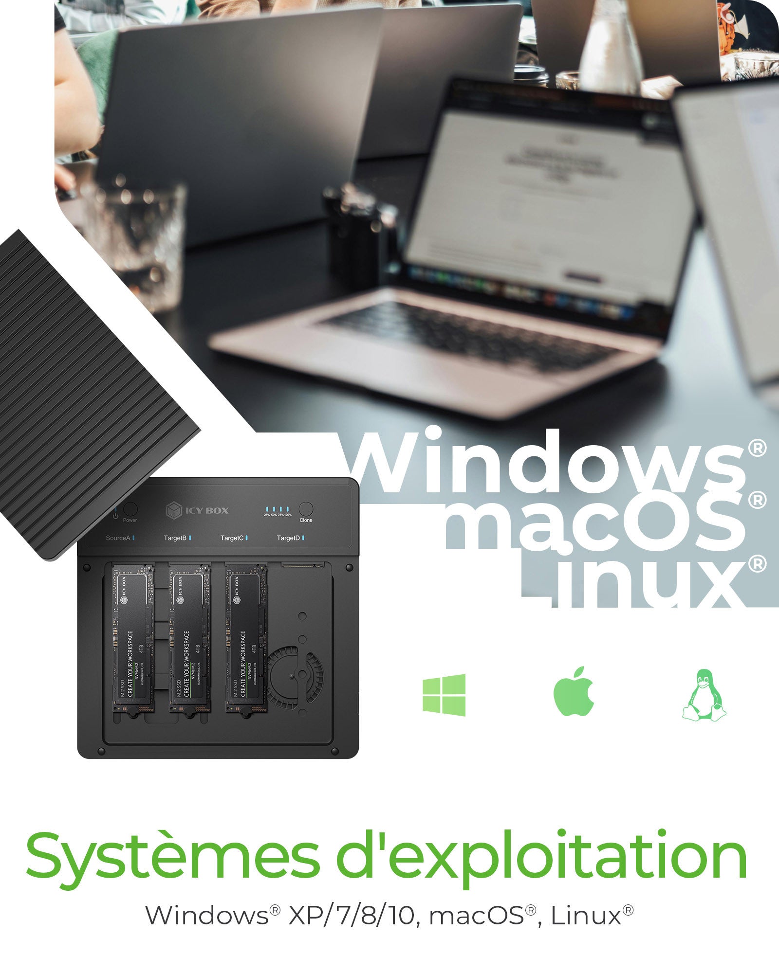 ICY BOX IB-4013MCL-C4 USB 4 Type-C Noir