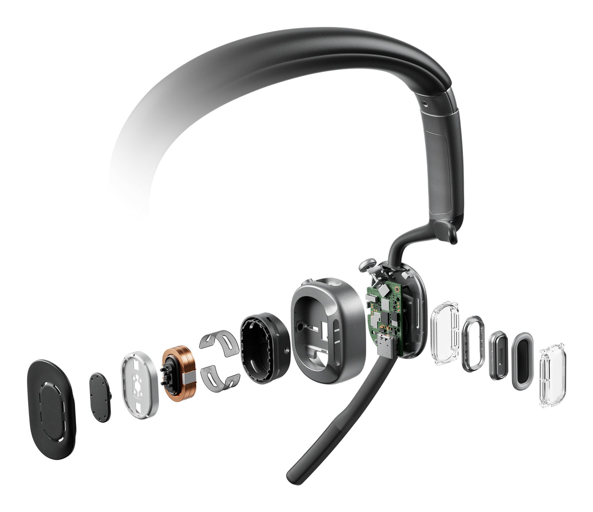 SHOKZ OpenMeet2 UC Casque Sans fil Open-ear Bureau/Centre d'appels Bluetooth Noir