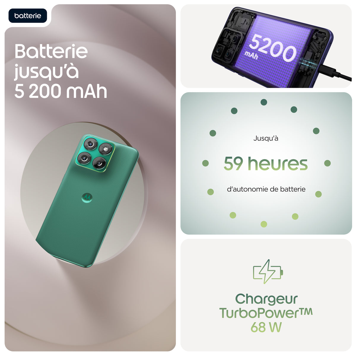 Motorola Edge 70 Fusion 6.78" 5G 256 Go 8 Go RAM 5200 mAh Android 16.0 Double SIM - Vert