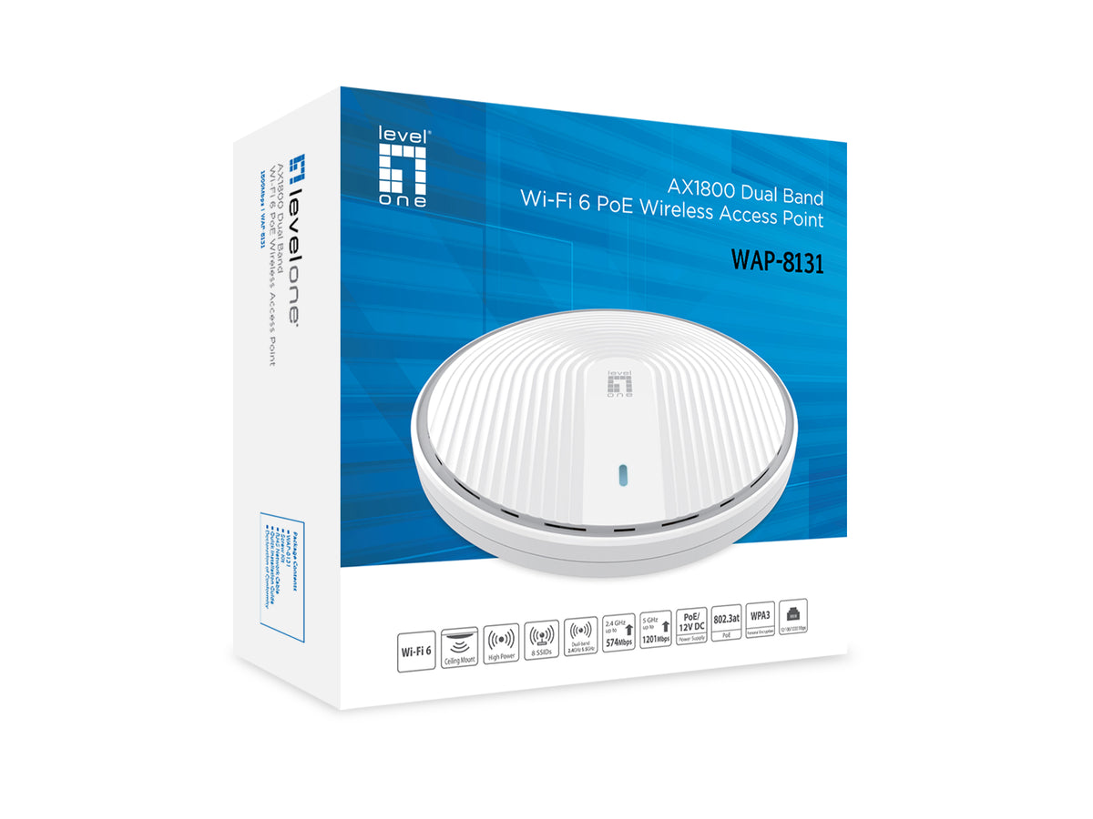 LevelOne WAP-8131 Point d'Accès Sans Fil 1800 Mbit/s, PoE, Blanc