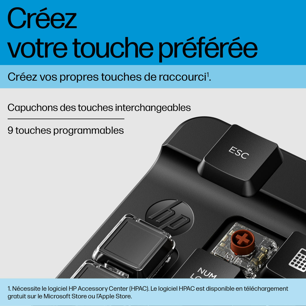 Clavier Numérique Sans Fil Programmable HP 435, Bluetooth, Mécanique, Noir