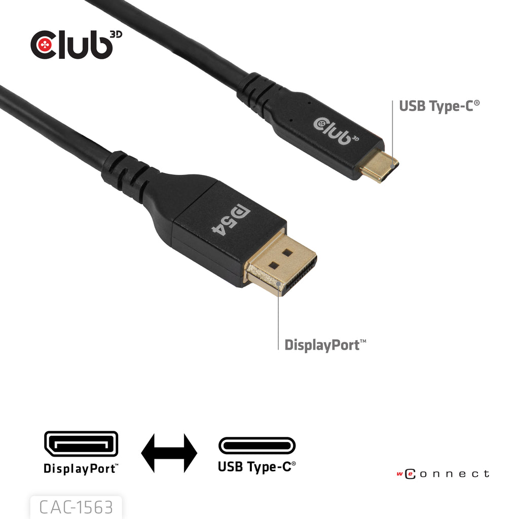 CLUB3D CAC-1563 câble vidéo et adaptateur 2 m USB Type-C DisplayPort Noir