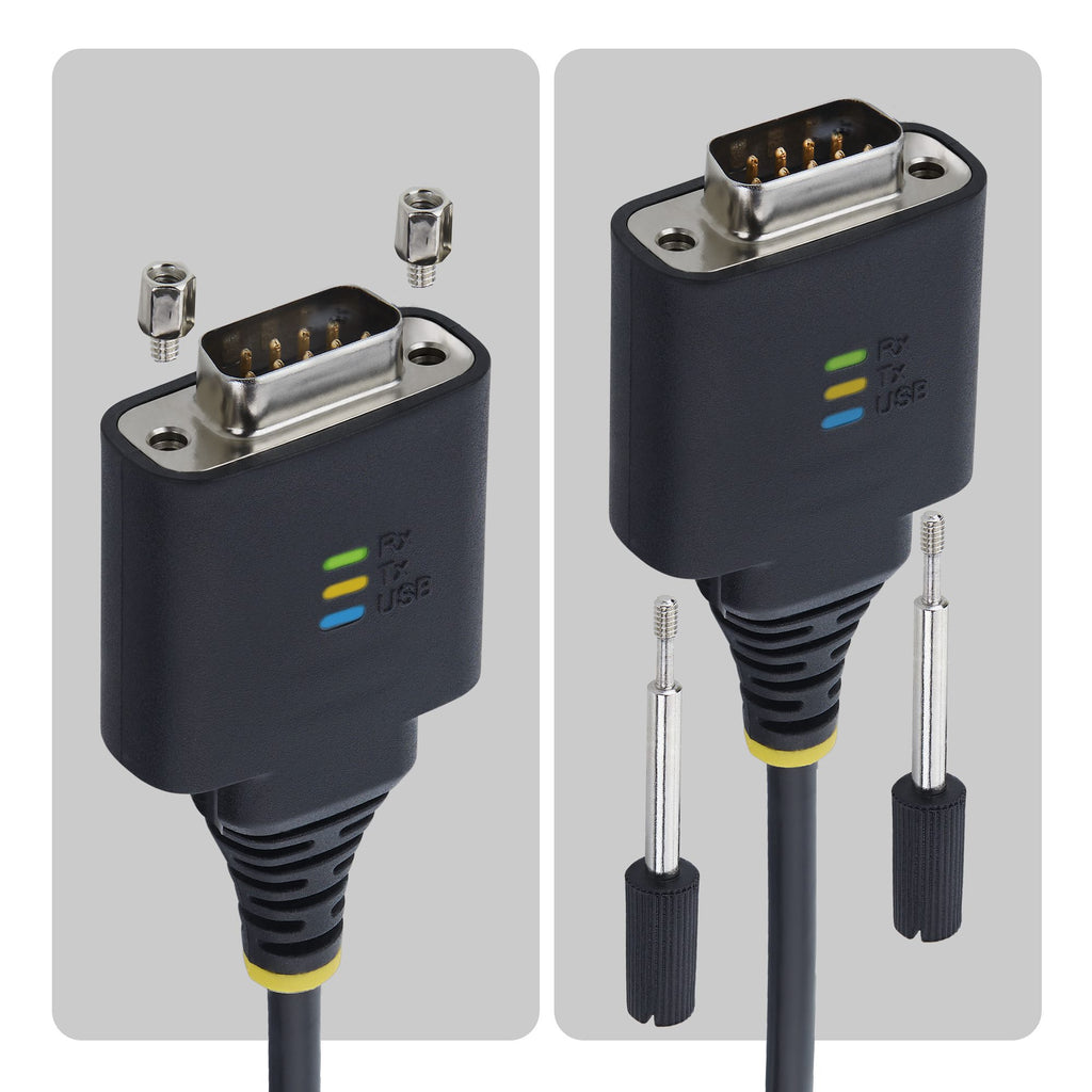 StarTech.com Câble Adaptateur USB-C vers Série de 2 m, Rétention COM, Puce FTDI, Type-C vers DB9 RS232 Mâle, Voyants d'É