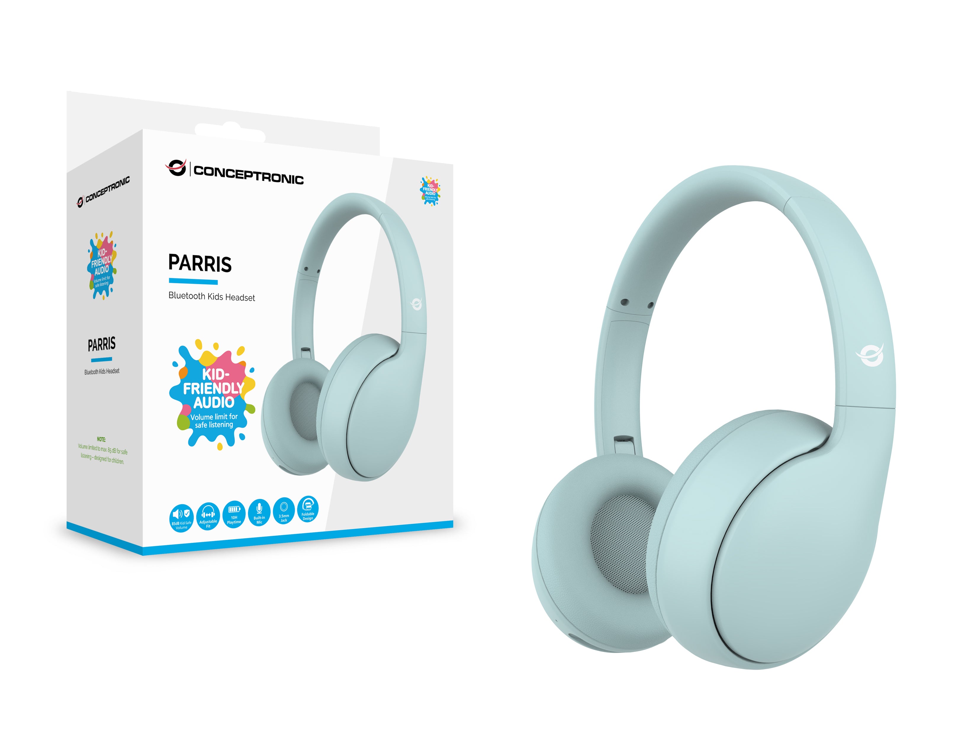 Conceptronic PARRIS04B casque Avec fil &sans fil Arceau Appels/Musique Bluetooth Bleu clair