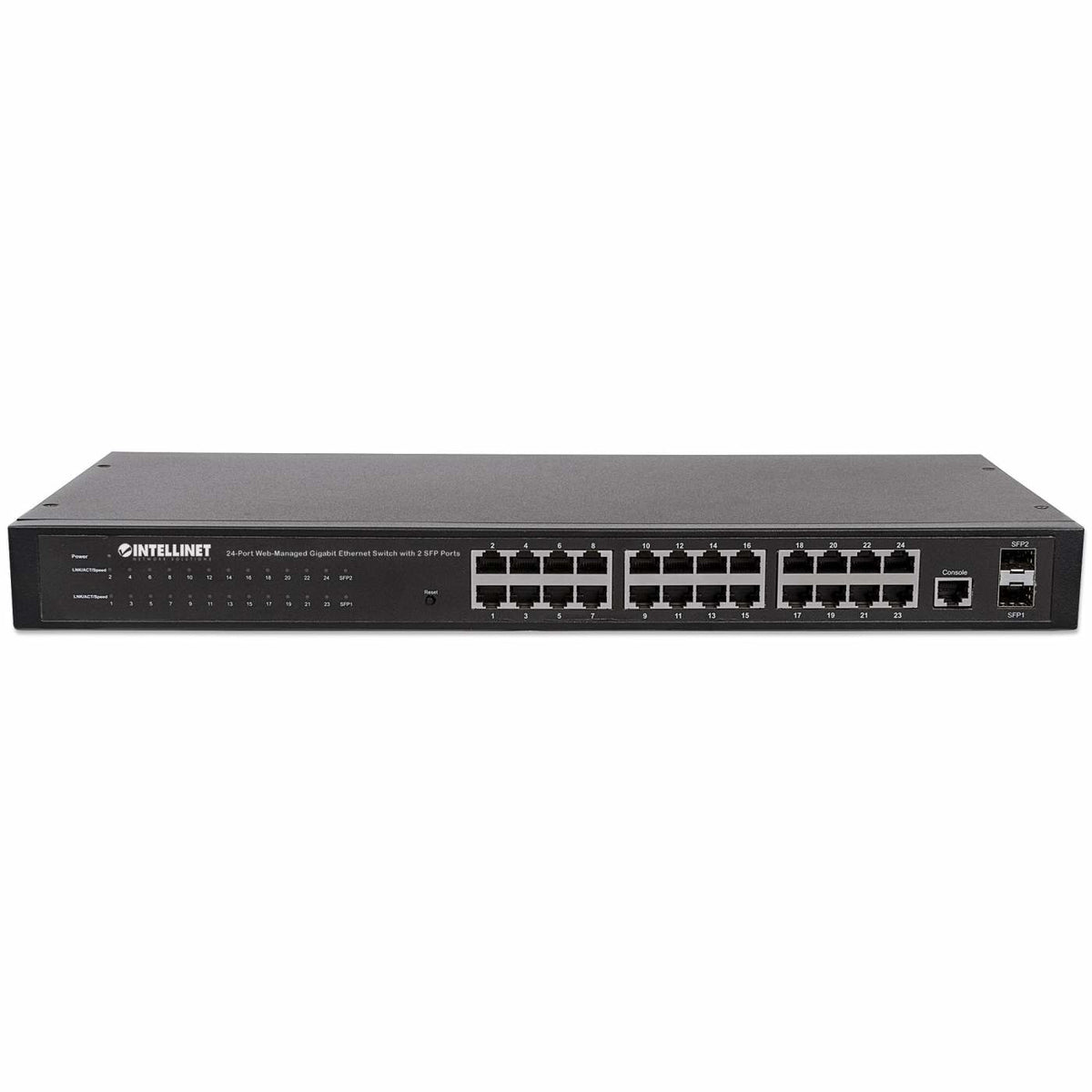 Intellinet Commutateur Réseau Gigabit Web-Smart 24 ports RJ45 et 4 ports SFP, Rack 19"