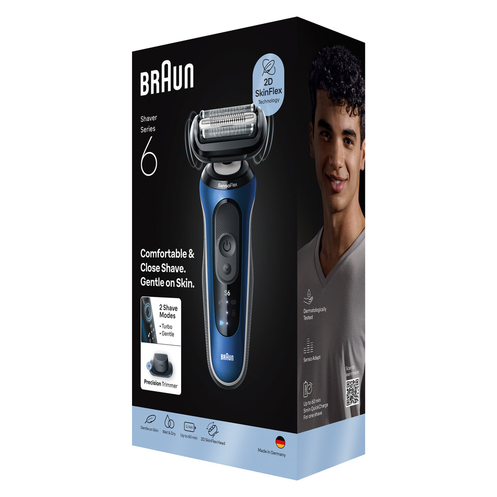 Braun Series 6 62-B1200S Rasoir à Grille et Tondeuse, Bleu