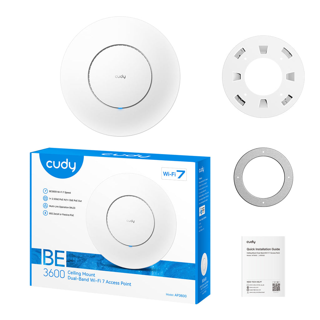 Cudy AP3600 point d'accès réseaux locaux sans fil 3570 Mbit/s Blanc Connexion Ethernet, supportant l'alimentation via ce