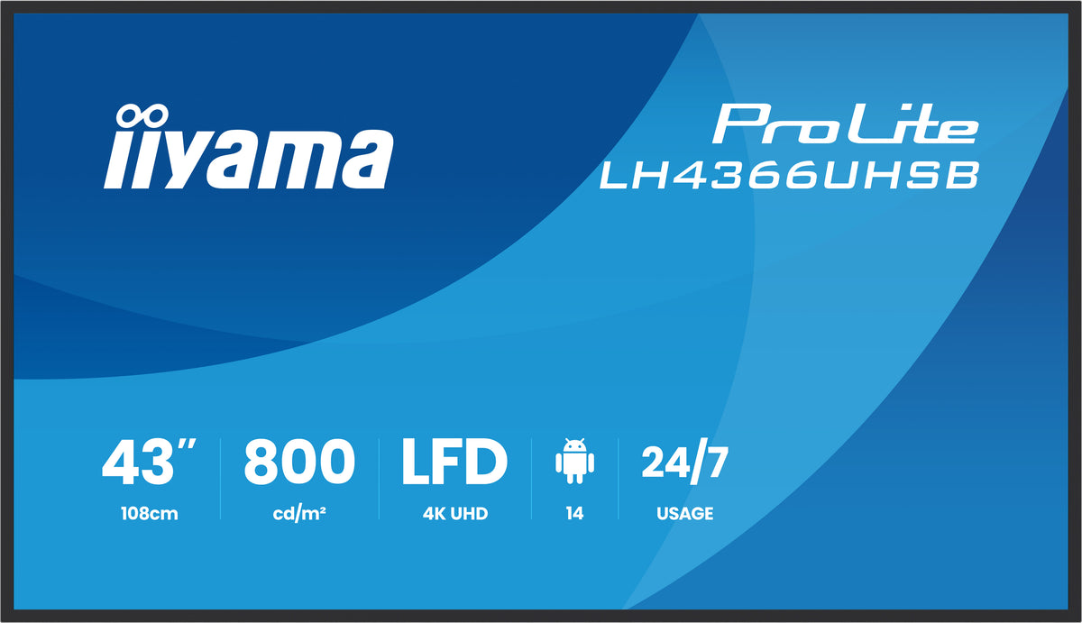 iiyama LH4366UHSB-B1AG Écran d'affichage dynamique Écran plat de signalisation numérique 109,2 cm (43") LCD Wifi 800 cd/