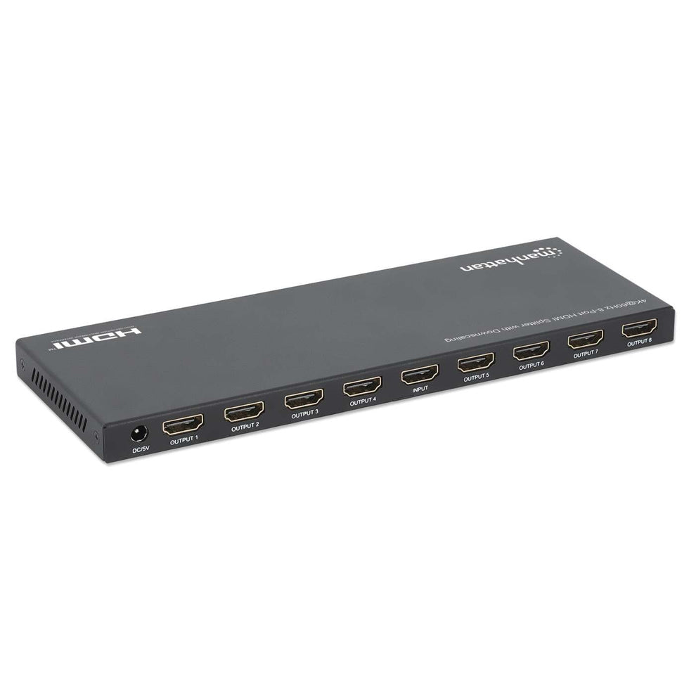 Manhattan Splitter HDMI 8 ports 4K@60 Hz avec downscaling, 1 entrée vers 8 sorties (1×8), 18 Gbps, sélecteur EDID pour d