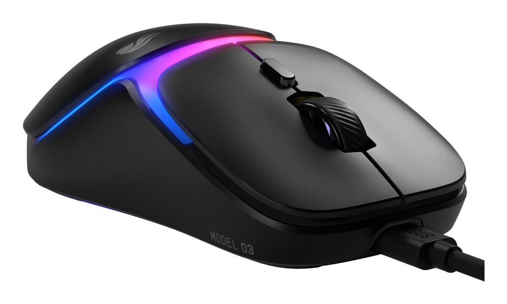 Glorious Gaming Glorious Gaming - Souris gaming filaire Modèle O3 - Ultralégère 54 g, Switch optiques 130M clics, Capteur BAMF 3.0 30k DPI, Suivi 750 IPS, Accélération 50 G, compatible toutes prises en main - Noire