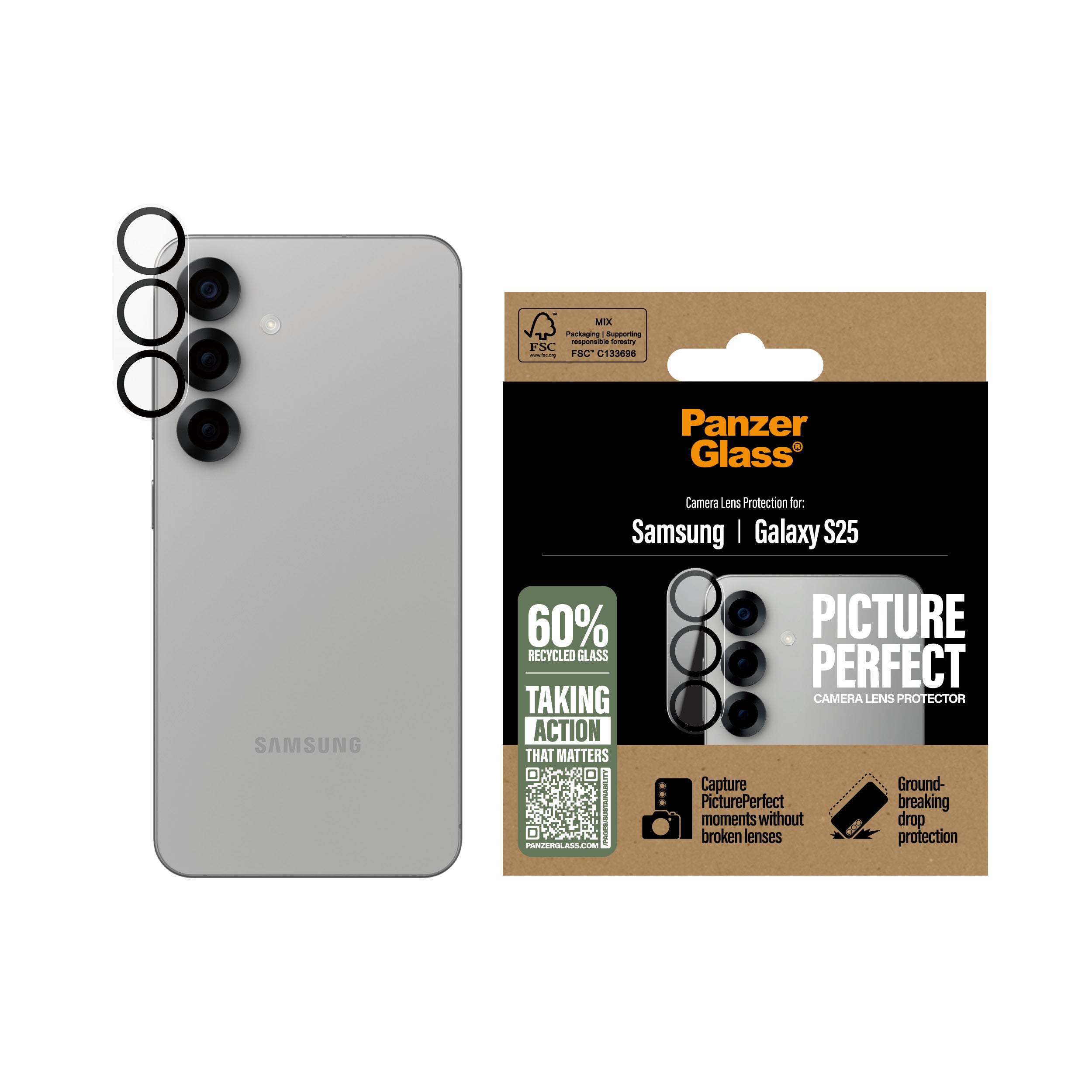 PanzerGlass ® PicturePerfect Camera Lens Protector Samsung Galaxy S25 Protection d'écran transparent 1 pièce(s)