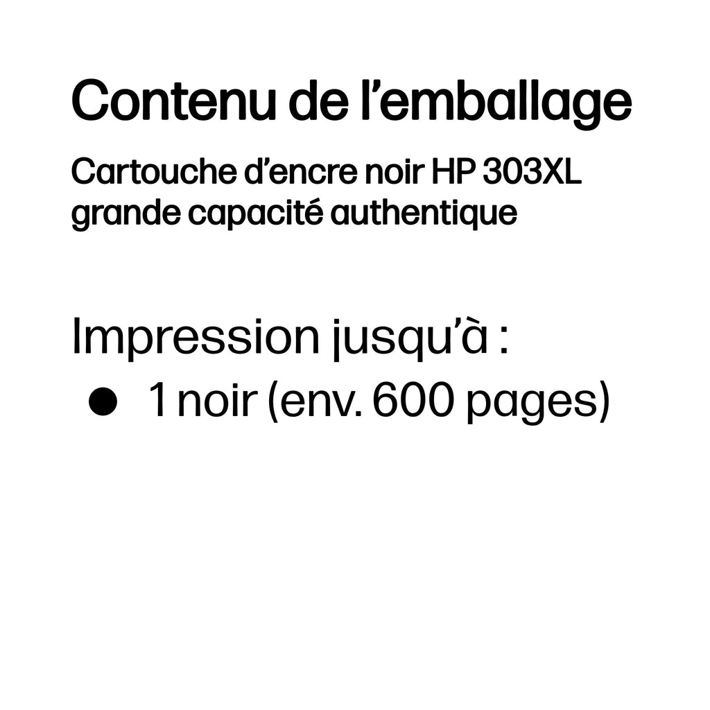 HP Cartouche d’encre noir 303XL grande capacité authentique