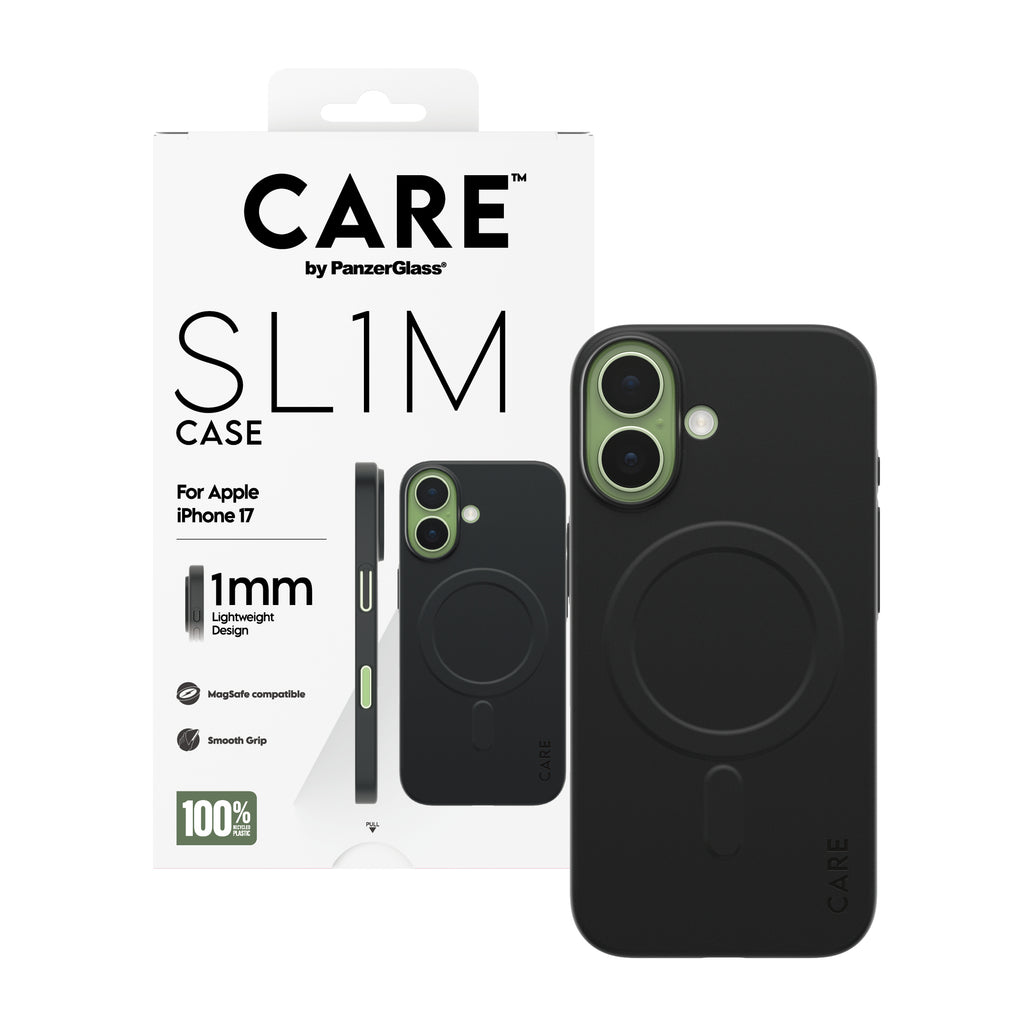 PanzerGlass CARE™ by ® SL1M Case Black w. MagSafe iPhone 17 coque de protection pour téléphones portables Housse Noir