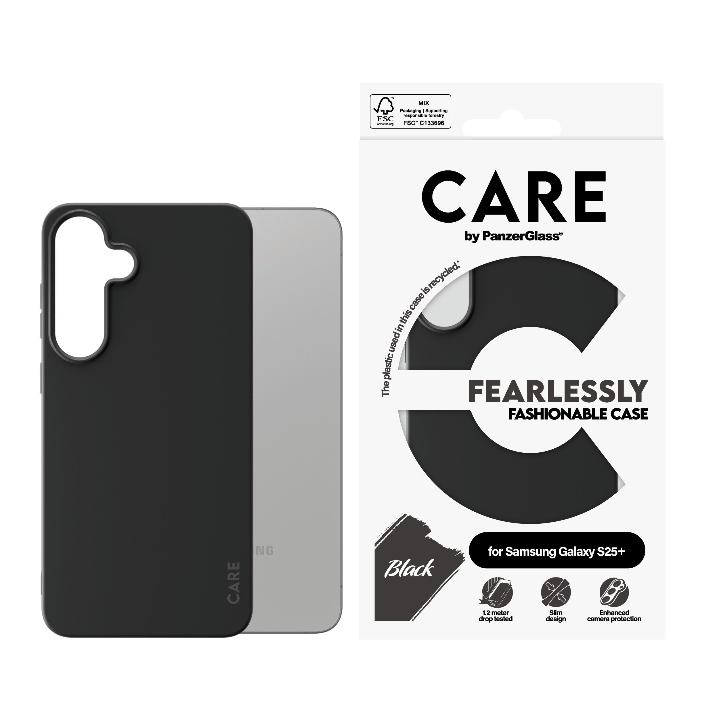 PanzerGlass CARE™ by ® Case Black Samsung Galaxy S25+ coque de protection pour téléphones portables Housse Noir