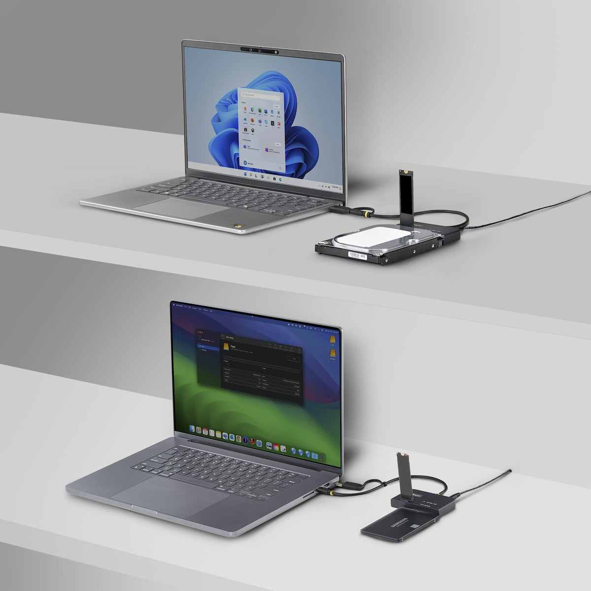 StarTech.com Adaptateur USB-C/USB-A vers M.2 NVMe et SATA 2,5"/3,5", 10 Gbps, Lecteur SSD Externe Sans Outil, B+M/M-Key