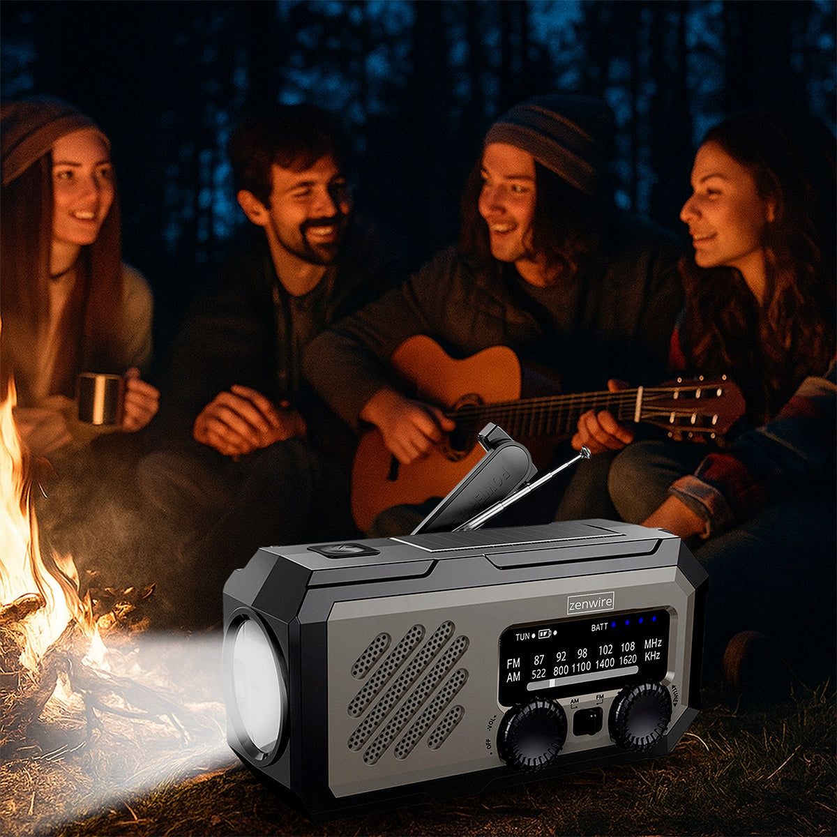 Mini radio portable solaire d'urgence pour le chantier, à manivelle, avec piles et batterie externe Zenwire Vibe Y2