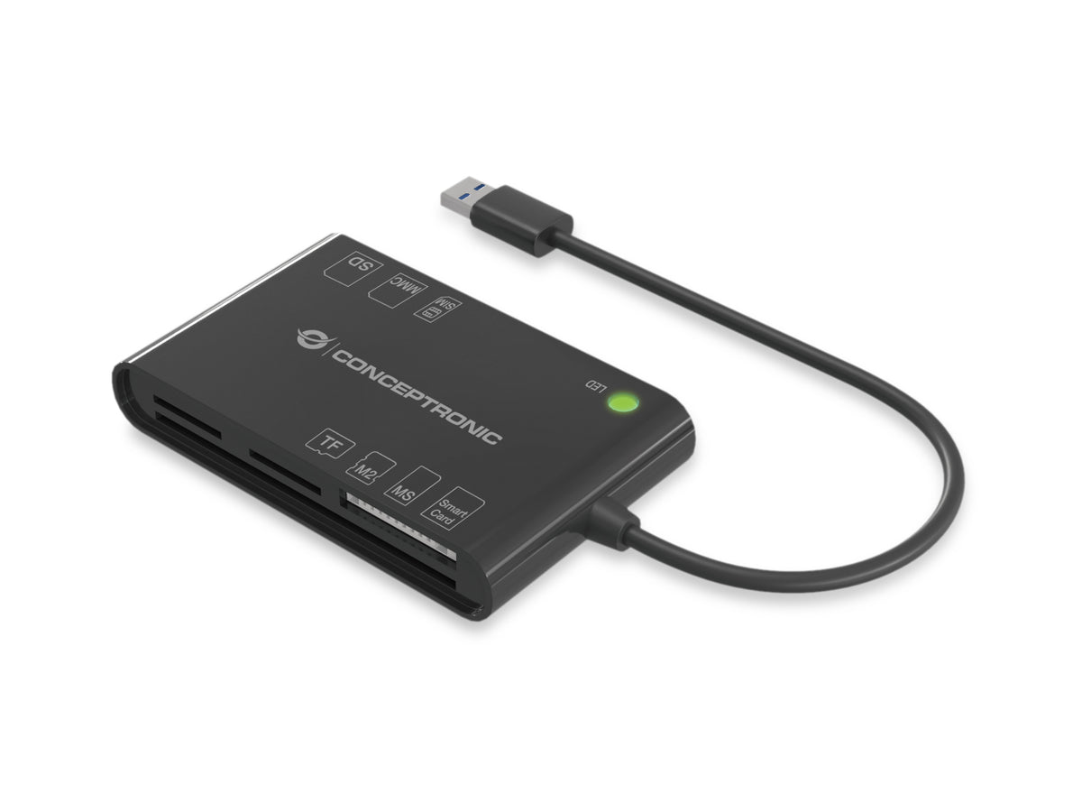 Conceptronic BIAN01B Lecteur de Cartes à Puce USB 3.2 Gen 1, Noir