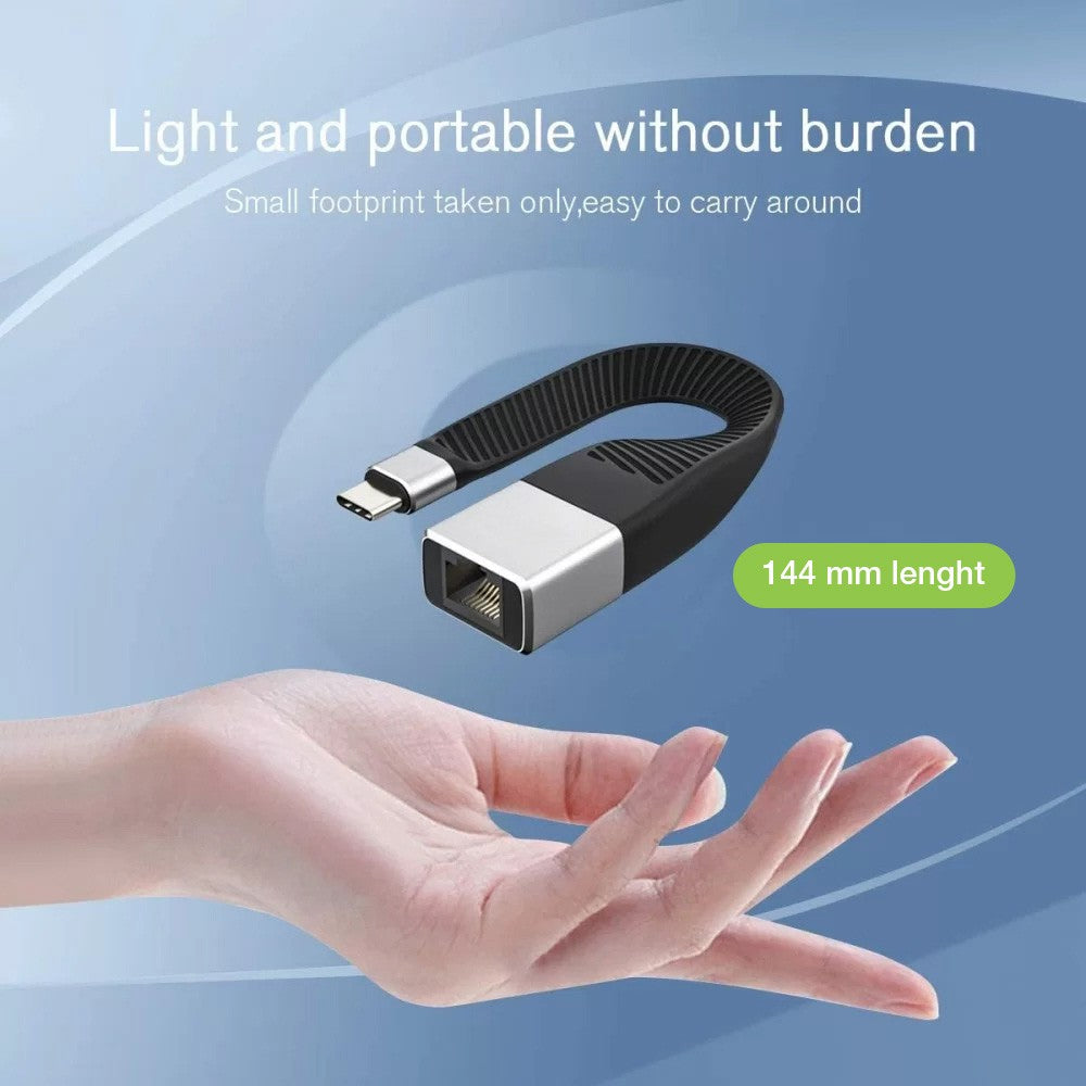 Techly ICOC USBC-RJ45 câble de réseau Noir 0,144 m