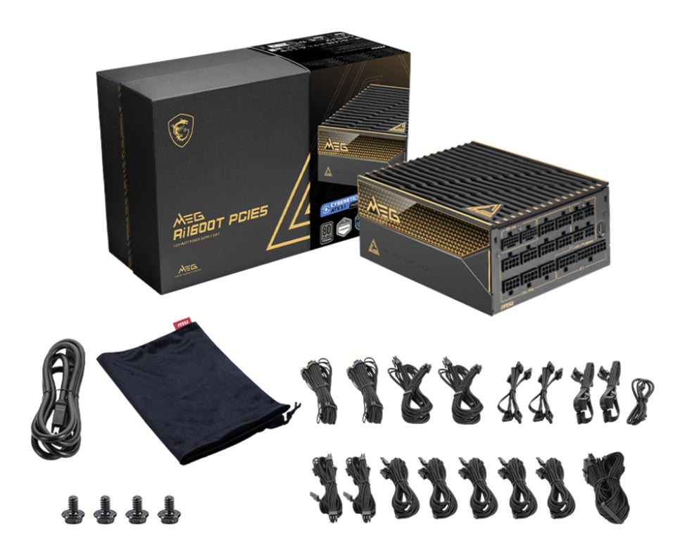 MSI MEG Ai1600T PCIE5 Alimentation 1600W ATX 80 PLUS Titanium, Noir