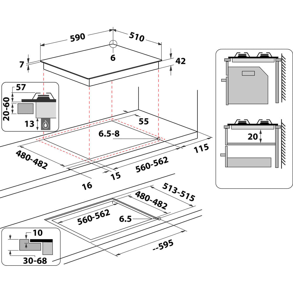 Whirlpool AKTL 629/S Argent Intégré Gaz 4 zone(s)