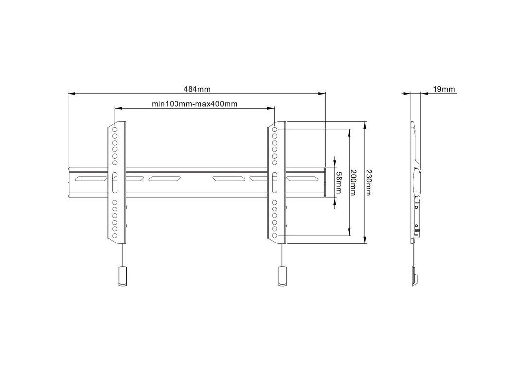 Multibrackets 6553 Support Mural pour Téléviseur jusqu'à 65 pouces (165,1 cm), Noir