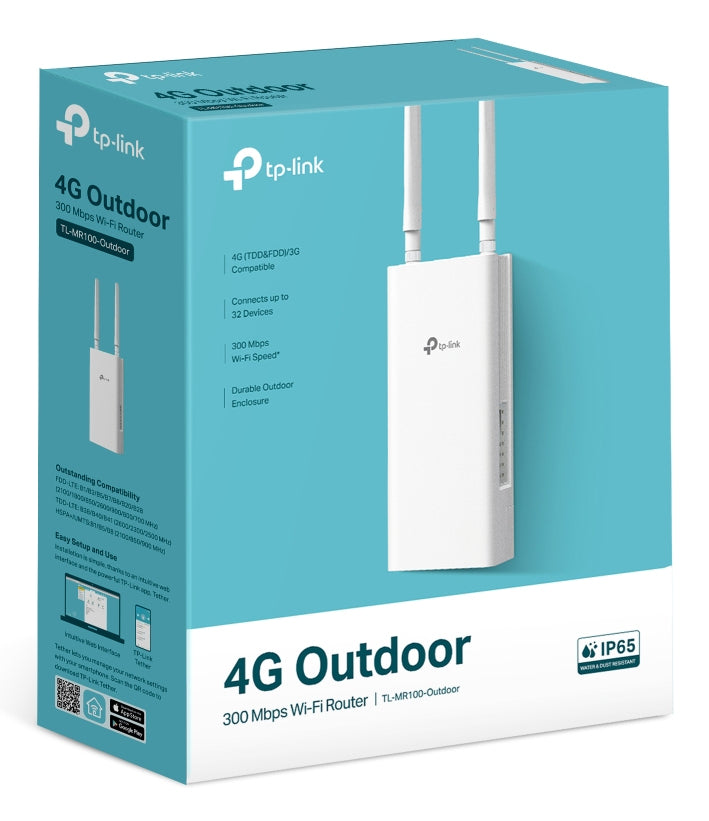 TP-Link TL-MR100-OUTDOOR routeur sans fil Fast Ethernet Monobande (2,4 GHz) 4G Blanc