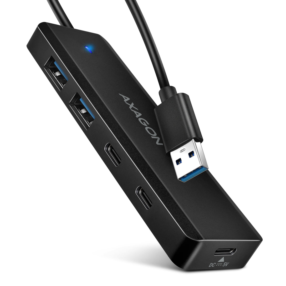 Axagon HUE-C2A hub & concentrateur USB 3.2 Gen 1 (3.1 Gen 1) Type-A 5000 Mbit/s Noir