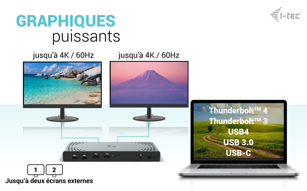 i-tec USB 3.0 / USB-C / Thunderbolt 3 Dual Display Docking Station Gen2 + Power Delivery 100W