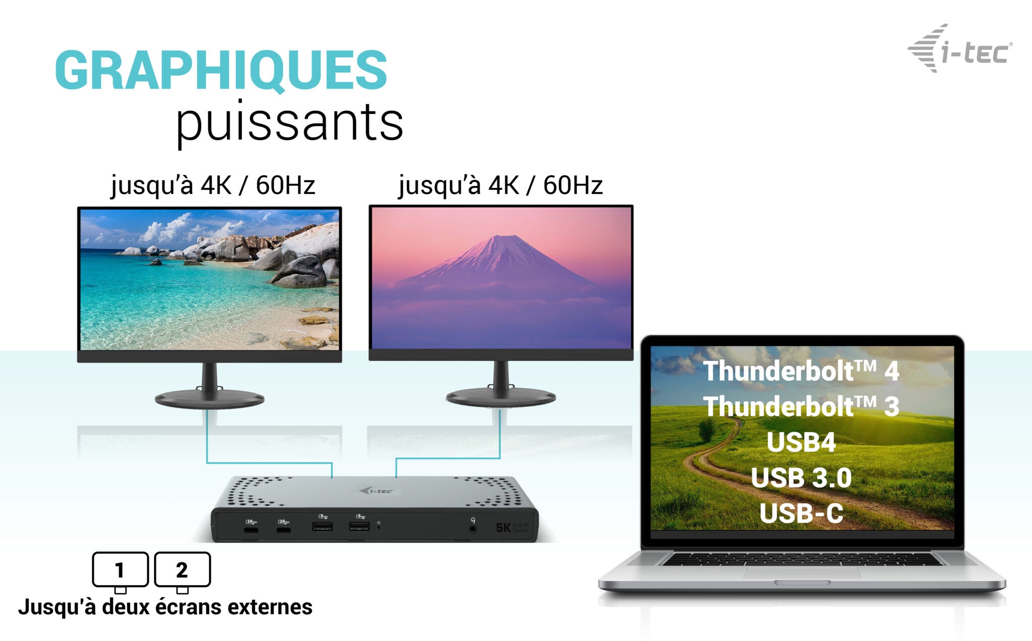 i-tec USB 3.0 / USB-C / Thunderbolt 3 Dual Display Docking Station Gen2 + Power Delivery 100W