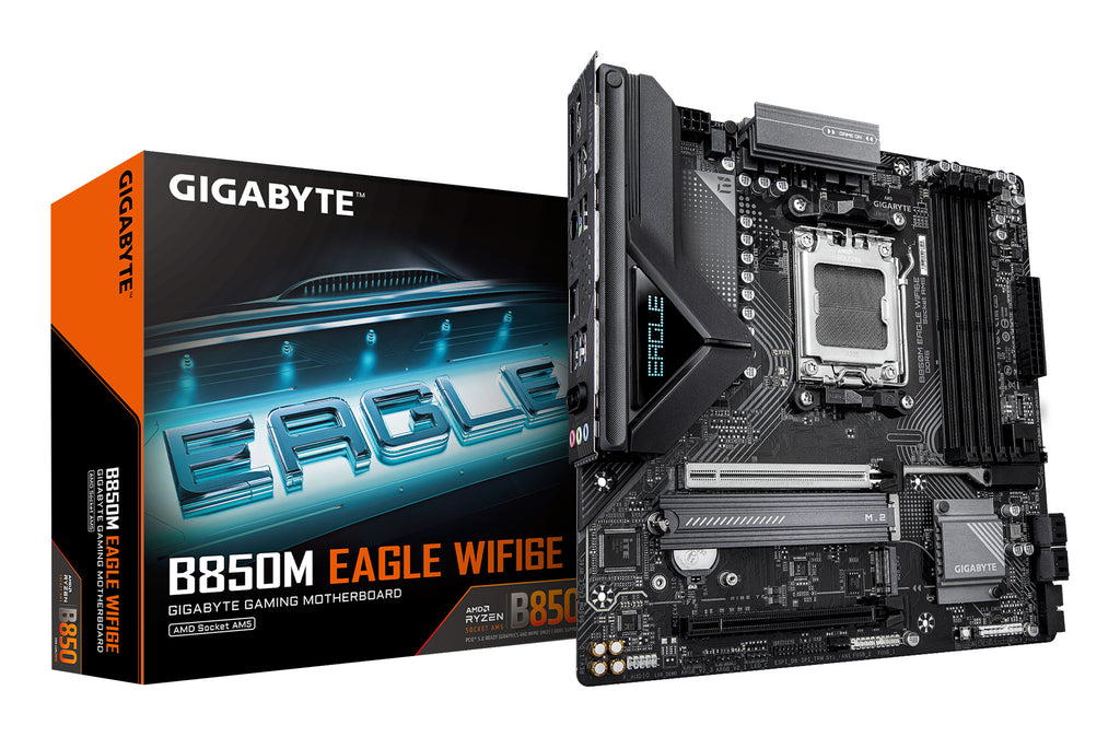 GIGABYTE B850M EAGLE WIFI6E Carte Mère - Processeurs AMD Ryzen Série 9000, VRM numérique 8+2+2 phases, jusqu’à 8200MHz D