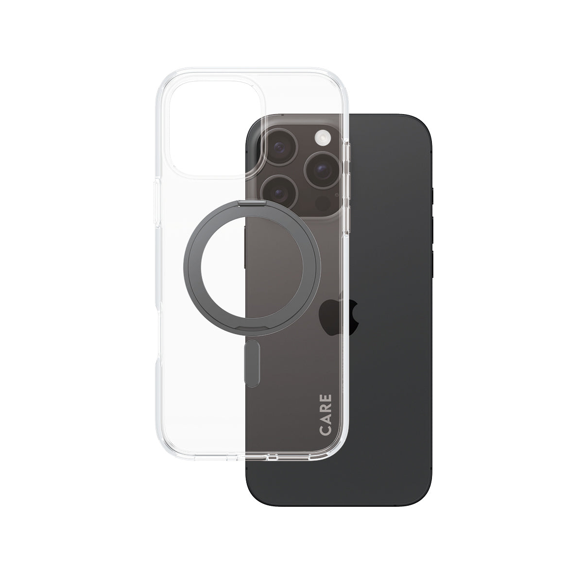 PanzerGlass CARE Coque Transparente avec Support Noir et MagSafe pour iPhone 16 Pro Max