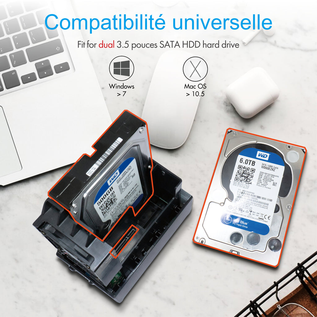 ICY BOX IB-RD3621U3 Boîtier disque dur/SSD Noir 3.5" - vue 4