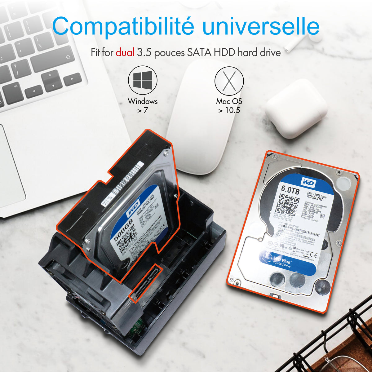 ICY BOX IB-RD3621U3 Boîtier disque dur/SSD Noir 3.5" - vue 4