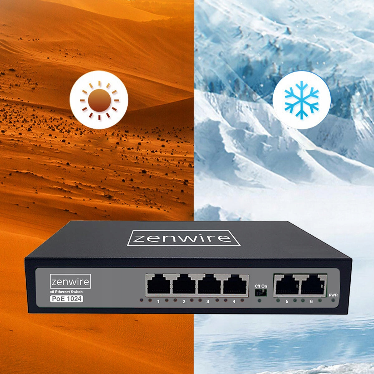 Commutateur avec alimentation et répartiteur POE LAN 8 ports, 6 ports Ethernet RJ45 100 Mbps pour caméras Zenwire 1024