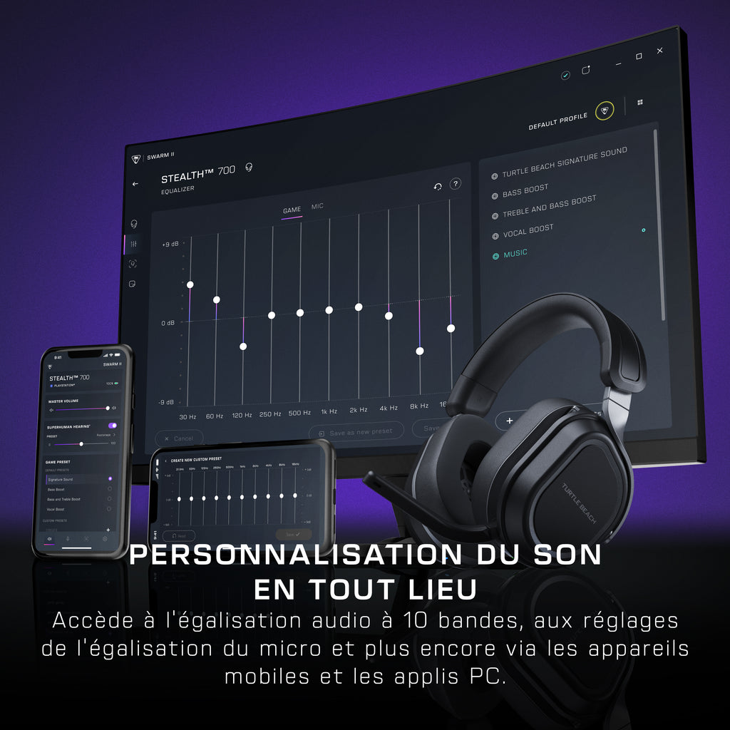 Turtle Beach Stealth 700 Noir PC Casque Gaming sans Fil w/ 80hr Batterie, Écouteurs de 60mm, Deux émetteurs et Bluetooth