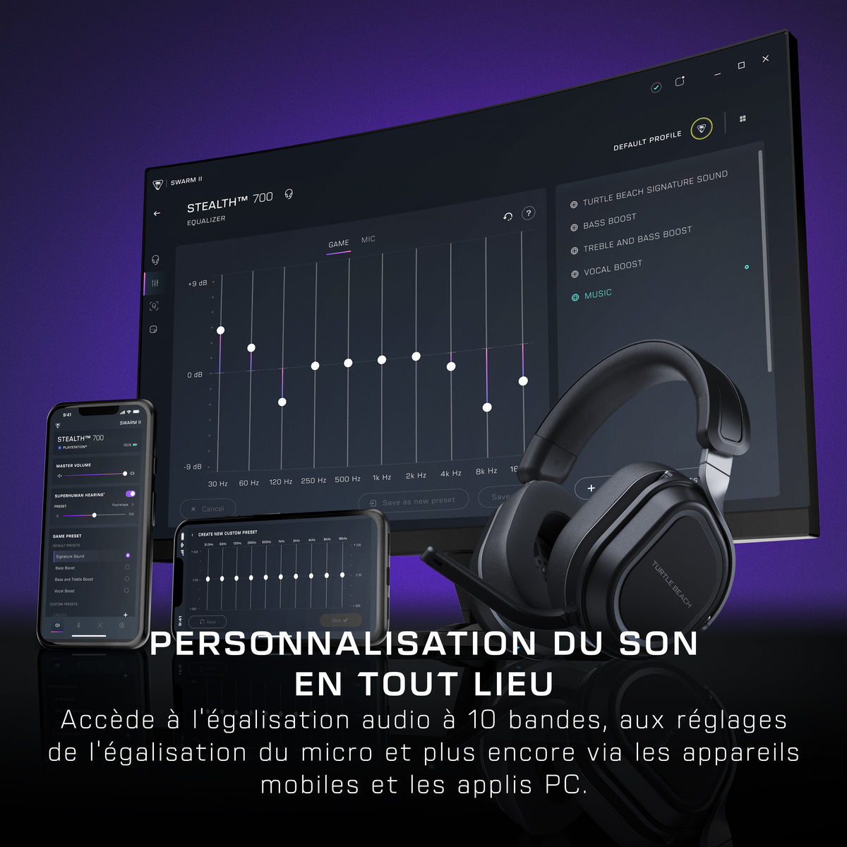 Turtle Beach Stealth 700 Noir PC Casque Gaming sans Fil w/ 80hr Batterie, Écouteurs de 60mm, Deux émetteurs et Bluetooth
