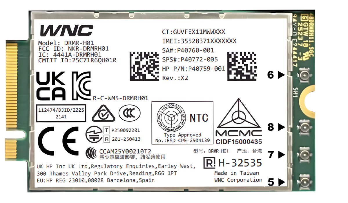 HP 5G WWAN carte et adaptateur d'interfaces